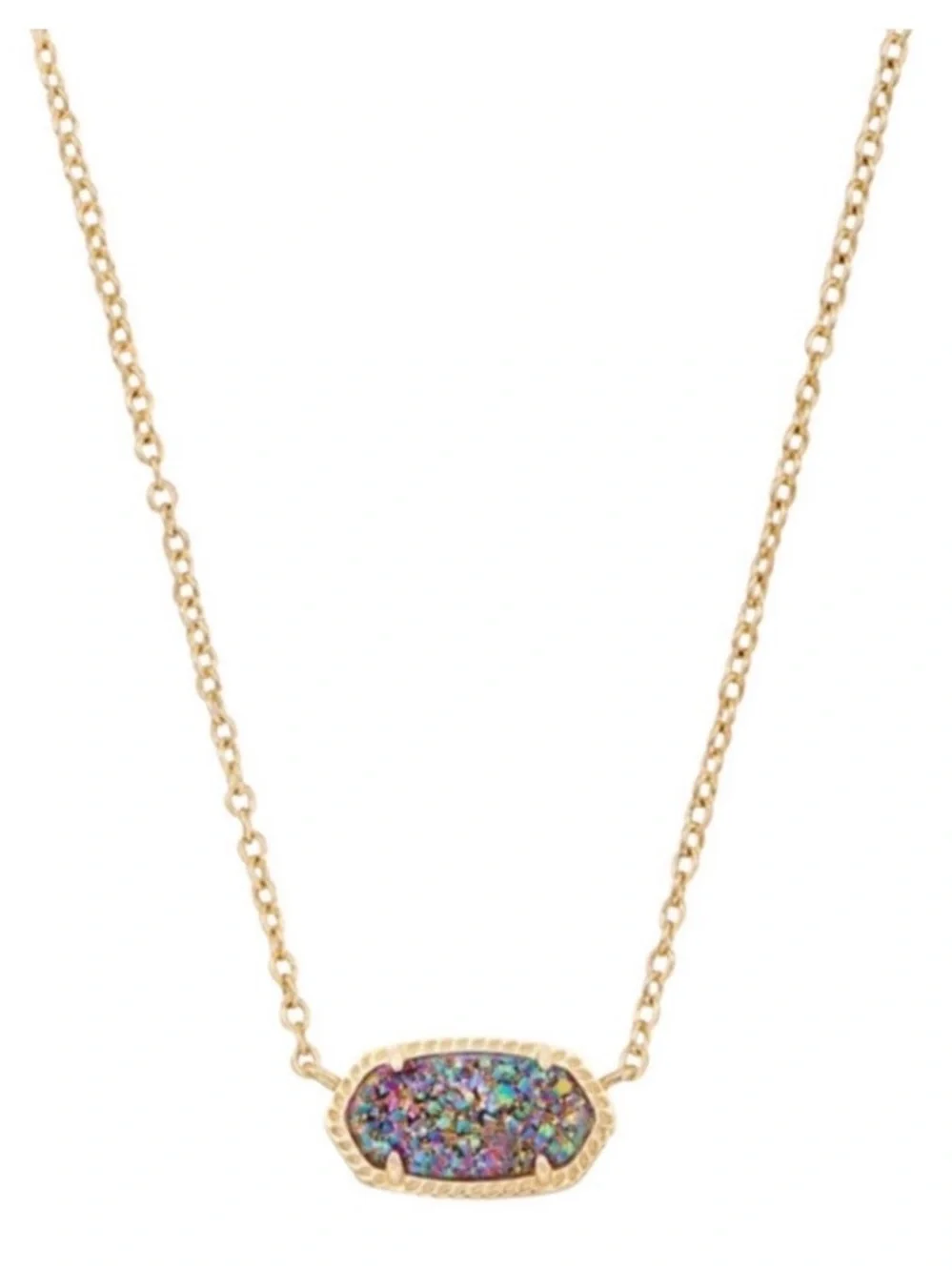 Kendra Scott Gold Rainbow Druzy Elisa pendant Necklace